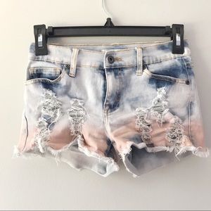 Vintage Havana Distressed Tie Dye Jean Shorts